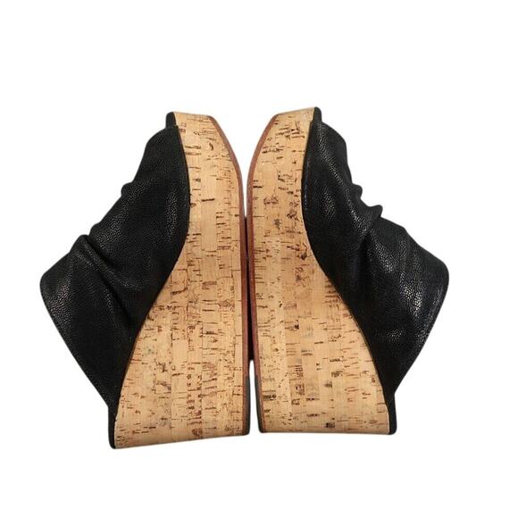 Fiorentini+Baker Shoes Women 40 Wedge Sandal Fashion Leather Platform Cork Black - Picture 10 of 16